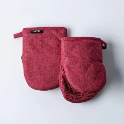 Harman Pantry Chambray Cotton Mini Oven Mitt - Set of 2 (Red)