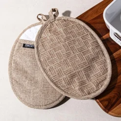Harman Pantry Chambray Cotton Pot Holder - Set of 2 (Tan)