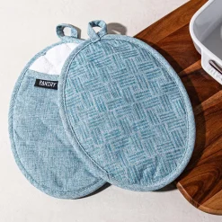 Harman Pantry Chambray Cotton Pot Holder - Set of 2 (Blue)