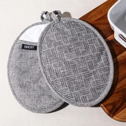 Harman Pantry Chambray Cotton Pot Holder - Set of 2 (Grey)