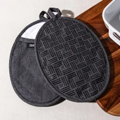 Harman Pantry Chambray Cotton Pot Holder - Set of 2 (Charcoal)