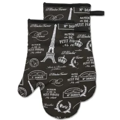 Harman Paris Passport Cotton Oven Mitt - Set of 2 (Black)