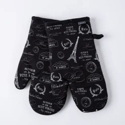 Harman Paris Passport Cotton Oven Mitt - Set of 2 (Black)