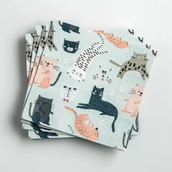 Harman 3-Ply 'Cats' Paper Napkin (Blue)