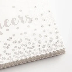 Harman 3-Ply 'Cheers' Paper Napkin (White/Silver)