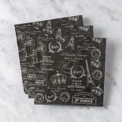 Harman 3-Ply 'Paris Passport' Paper Napkin - 20pc (Black)