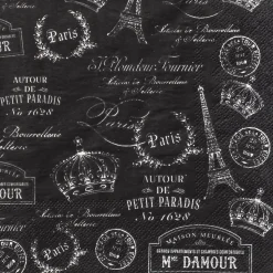 Harman 3-Ply 'Paris Passport' Paper Napkin - 20pc (Black)