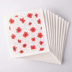 Harman 'Polka Dot Flowers' Reusable Sponge Cloth - Set of 10
