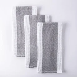 Harman Premium Quality 'Blocks' Kitchen Towel - Set of 3 (Grey)