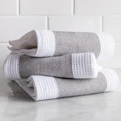 Harman Premium Quality 'Blocks' Kitchen Towel - Set of 3 (Grey)