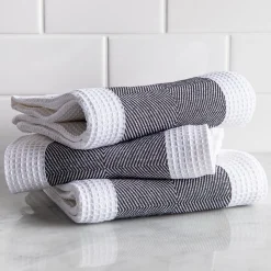 Harman Premium Quality 'Blocks' Kitchen Towel - Set of 3 (Black)