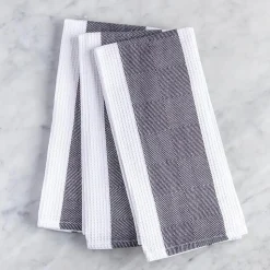 Harman Premium Quality 'Blocks' Kitchen Towel - Set of 3 (Black)