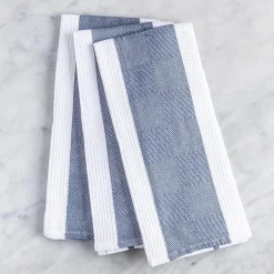 Harman Premium Quality 'Blocks' Kitchen Towel - Set of 3 (Navy)
