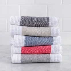 Harman Premium Quality 'Blocks' Kitchen Towel - Set of 3 (Navy)