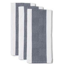 Harman Premium Quality 'Blocks' Kitchen Towel - Set of 3 (Navy)