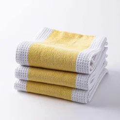 Harman Premium Quality 'Blocks' Kitchen Towel - Set of 3 (Yellow)