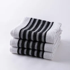 Harman Premium Quality 'Vertical' Kitchen Towel - Set of 3 (Black)