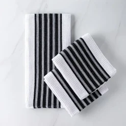 Harman Premium Quality 'Vertical' Kitchen Towel - Set of 3 (Black)