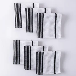 Harman Premium Quality 'Vertical' Cotton Dish Cloth - S/6 (Black)
