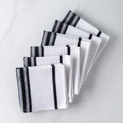 Harman Premium Quality 'Vertical' Cotton Dish Cloth - S/6 (Black)