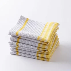 Harman Premium Quality 'Vertical' Cotton Dish Cloth - S/6 (Yellow)