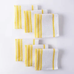 Harman Premium Quality 'Vertical' Cotton Dish Cloth - S/6 (Yellow)