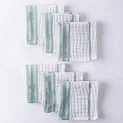 Harman Premium Quality 'Vertical' Cotton Dish Cloth - S/6 (Green)