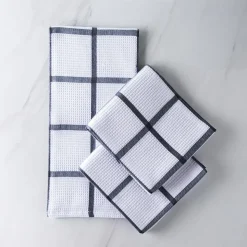 Harman Premium Quality 'Window Pane' Kitchen Towel - S/3 (Navy)