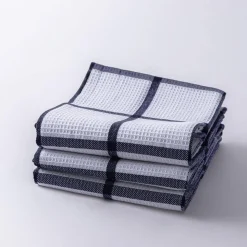 Harman Premium Quality 'Window Pane' Kitchen Towel - S/3 (Navy)