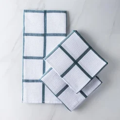 Harman Premium Quality 'Window Pane' Kitchen Towel - S/3 (Blue)