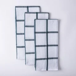 Harman Premium Quality 'Window Pane' Kitchen Towel - S/3 (Blue)