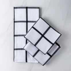 Harman Premium Quality 'Window Pane' Kitchen Towel - S/3 (Black)