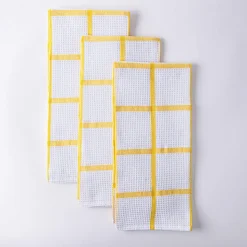 Harman Premium Quality 'Window Pane' Kitchen Towel - S/3 (Yellow)