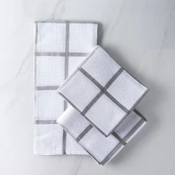 Harman Premium Quality 'Window Pane' Kitchen Towel - S/3 (Grey)
