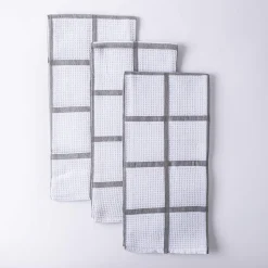 Harman Premium Quality 'Window Pane' Kitchen Towel - S/3 (Grey)