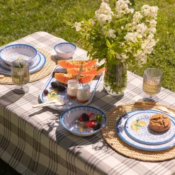 Harman Printed 'County Stripe' Linen Tablecloth 55x120"