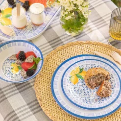 Harman Printed 'County Stripe' Linen Tablecloth 55x90"