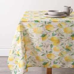 Harman Printed 'Fresh Lemon' Linen Tablecloth (60x120