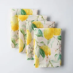 Harman Printed 'Fresh Lemon' Linen Napkin - Set of 4