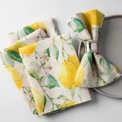 Harman Printed 'Fresh Lemon' Linen Napkin - Set of 4