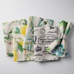 Harman Printed 'Fresh Lemon' Linen Napkin - Set of 4