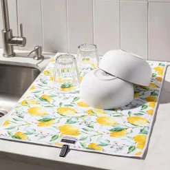Harman Printed 'Fresh Lemon' Microfibre Dish Drying Mat (Yellow)