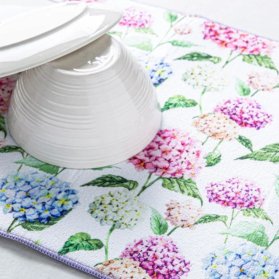 Harman Printed 'Hydrangea' Microfibre Dish Drying Mat 15x20"