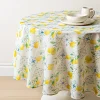 Harman Printed 'Lemon Tile' Linen Tablecloth 70" dia.
