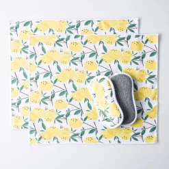Harman Printed 'Lemon Tree' Sponge & Cloth Cleaning Set of 4