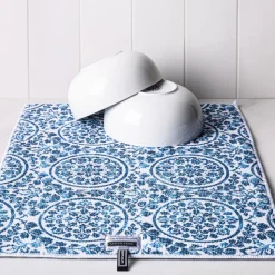 Harman Printed 'Medallion' Microfibre Dish Drying Mat (Blue)