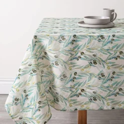 Harman Printed 'Mixed Olive' Linen Tablecloth (60x90