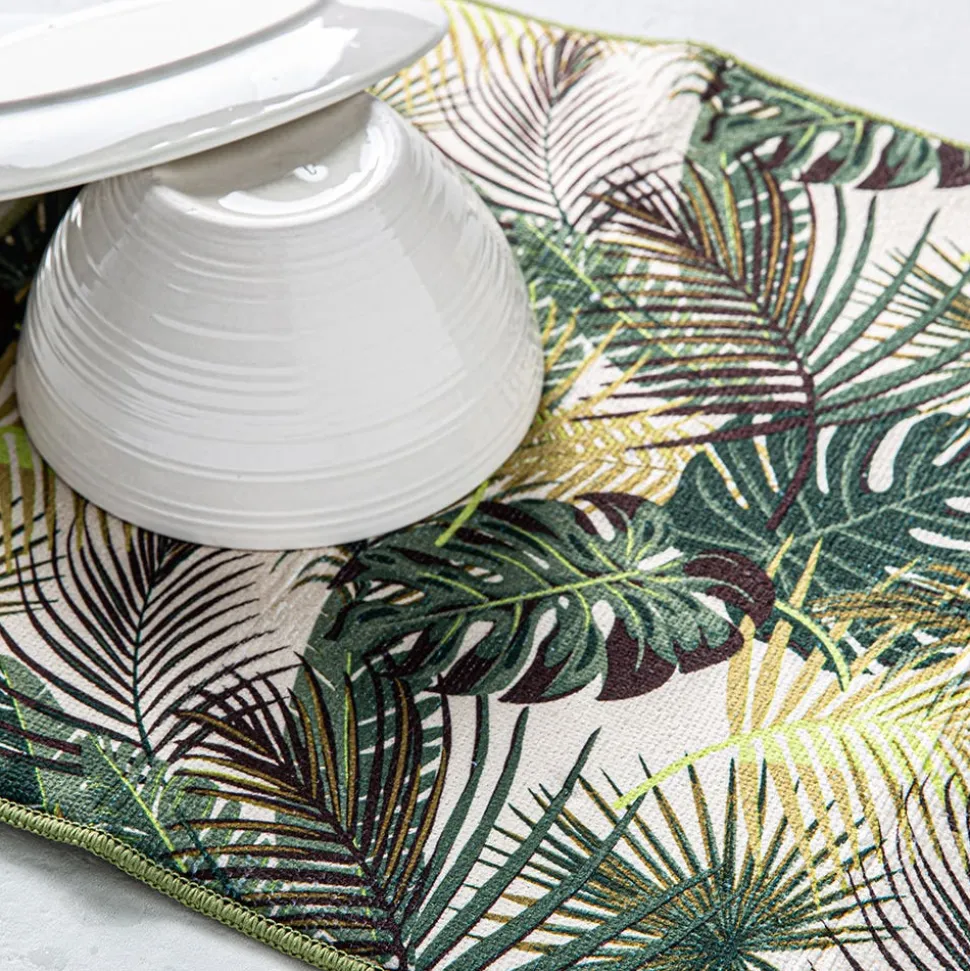 Harman Printed 'Palm Leaf' Microfibre Dish Drying Mat 15x20"