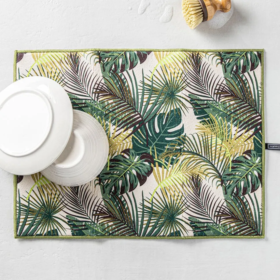Harman Printed 'Palm Leaf' Microfibre Dish Drying Mat 15x20"