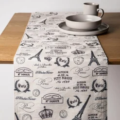 Harman Printed 'Paris Passport' Linen Table Runner (Natural)